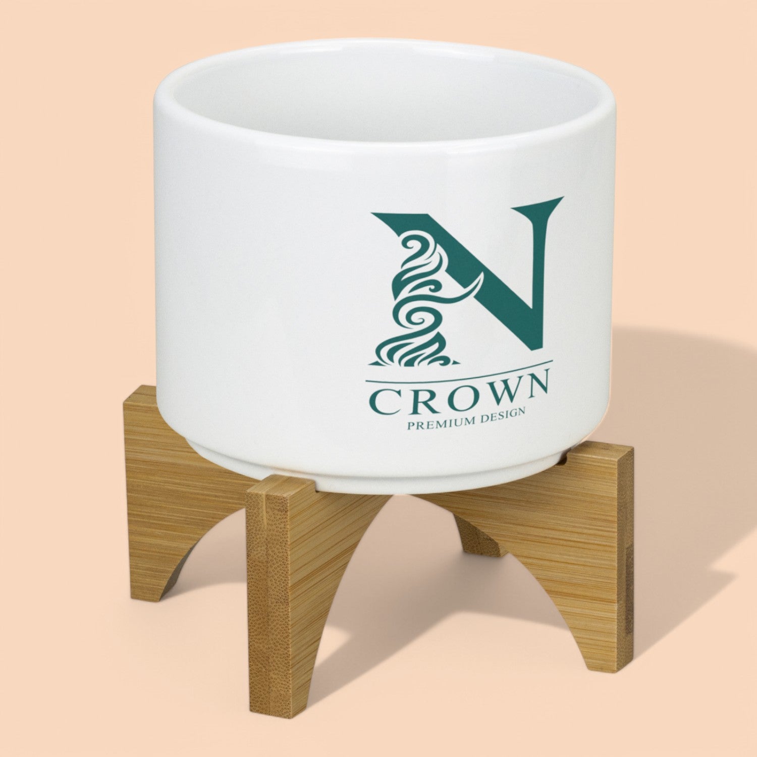 Branded Planter with Bamboo Base
