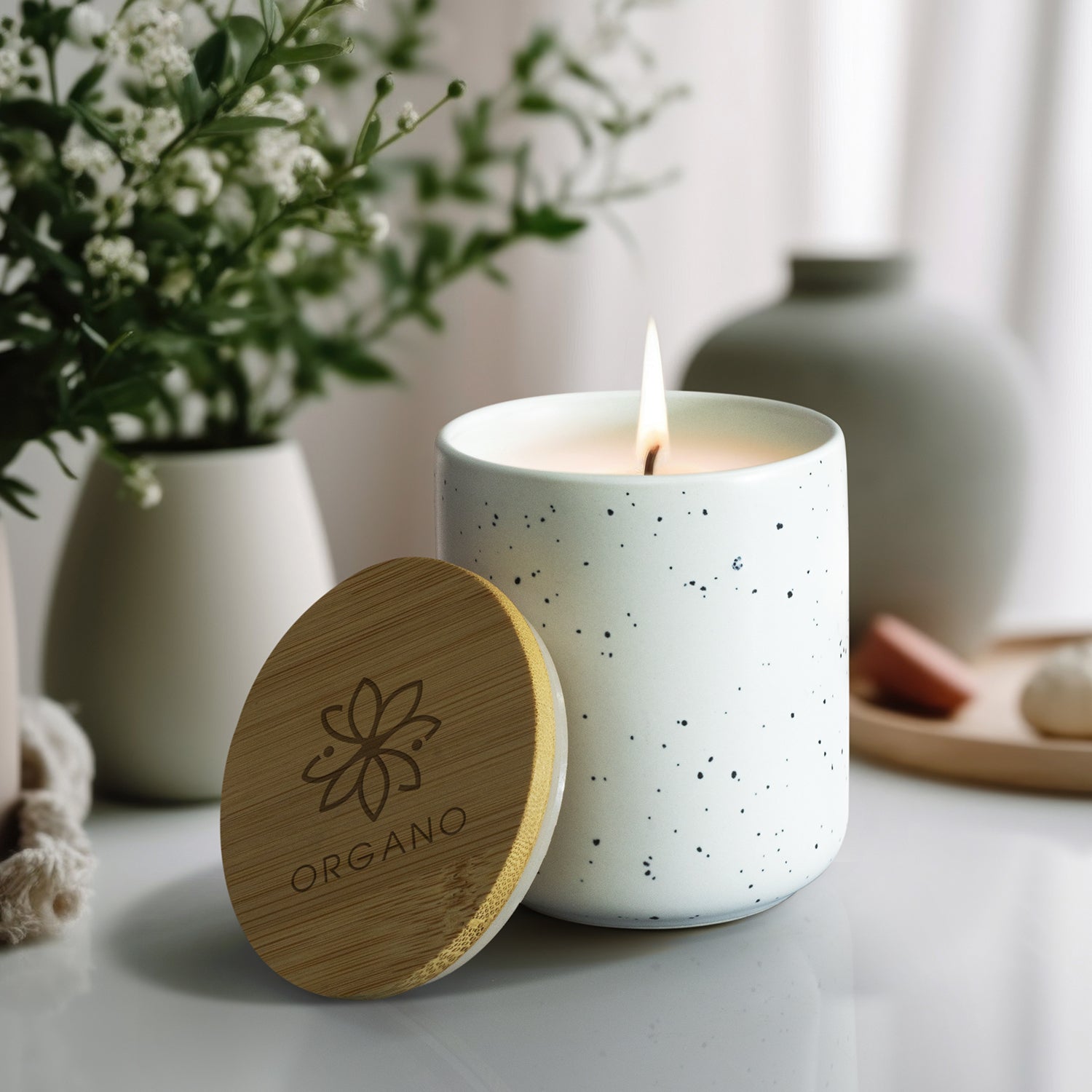 Candle with Branded Bamboo Lid