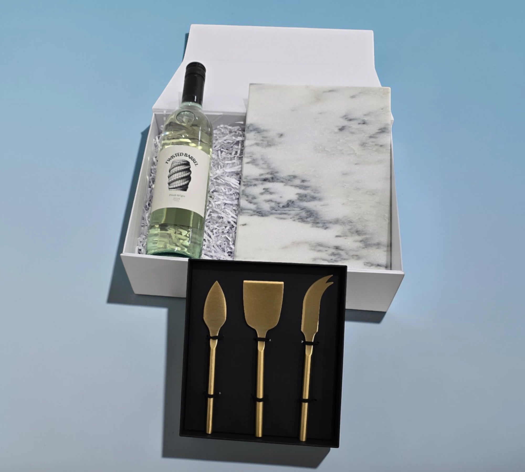 The White Wine & Marble Cheeseboard Gift