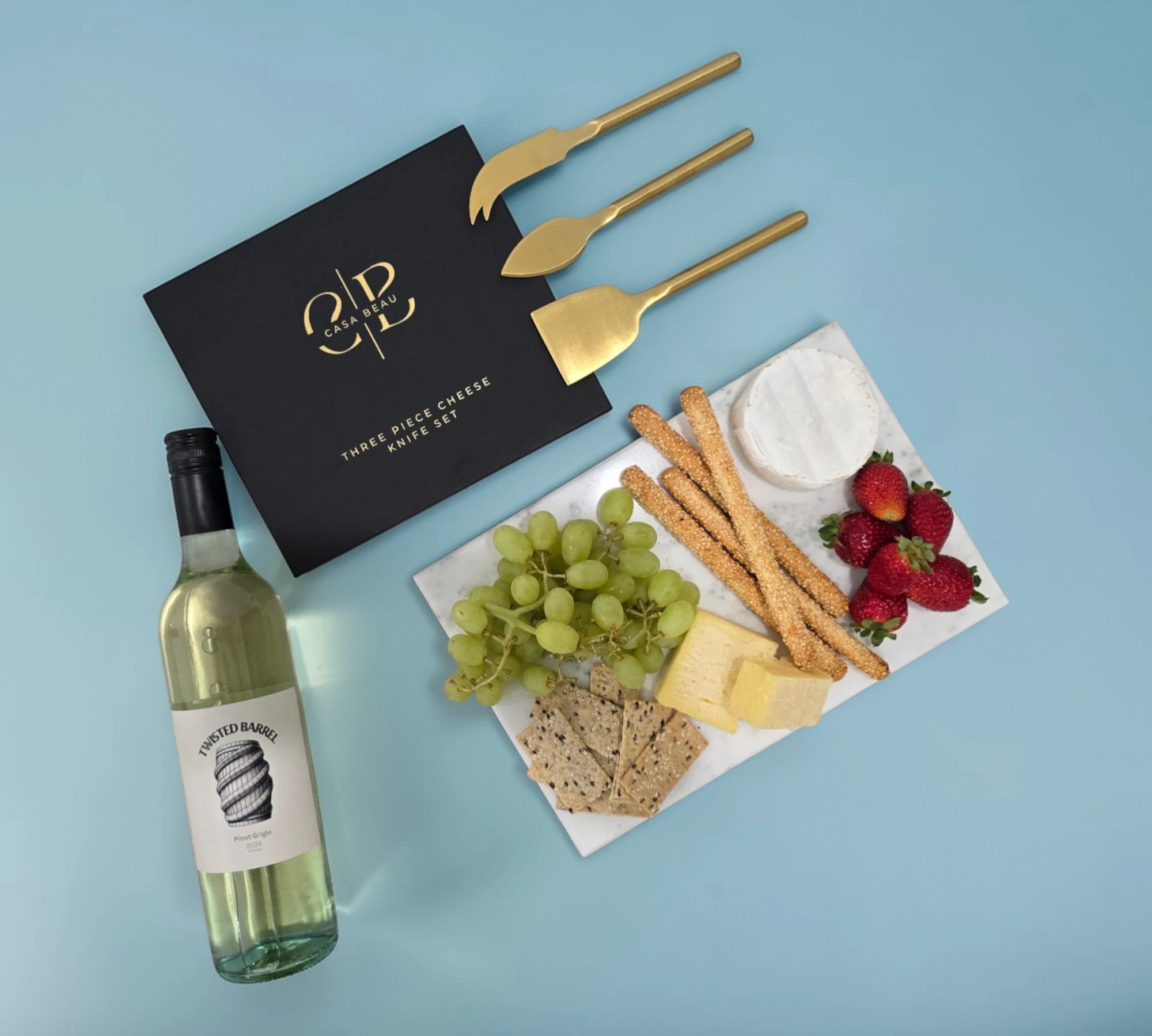 The White Wine & Marble Cheeseboard Gift Box